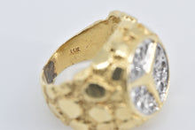Load image into Gallery viewer, 14K Mercedes Benz Logo Natural Diamond Two Tone Ring Yellow Gold