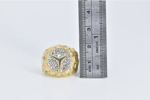 14K Mercedes Benz Logo Natural Diamond Two Tone Ring Yellow Gold