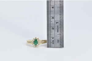 14K Emerald Natural Diamond Halo Engagement Ring Yellow Gold