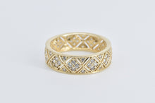 Load image into Gallery viewer, 14K Natural Diamond Encrusted Lattice Band Ring Yellow Gold