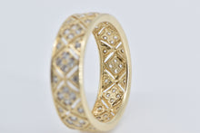Load image into Gallery viewer, 14K Natural Diamond Encrusted Lattice Band Ring Yellow Gold