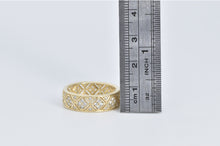 Load image into Gallery viewer, 14K Natural Diamond Encrusted Lattice Band Ring Yellow Gold