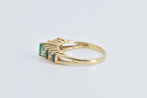 14K Marquise Natural Emerald Diamond Vintage Ring Yellow Gold