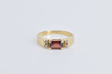 Load image into Gallery viewer, 14K Emerald Cut Garnet Diamond Fashion Stacking Ring Yellow Gold