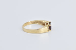 14K Emerald Cut Garnet Diamond Fashion Stacking Ring Yellow Gold