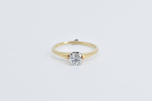 14K Classic Engagement Style CZ Promise Charm Ring Yellow Gold