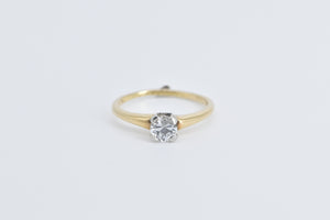 14K Classic Engagement Style CZ Promise Charm Ring Yellow Gold