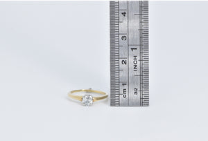 14K Classic Engagement Style CZ Promise Charm Ring Yellow Gold