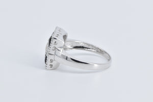 14K Mother of Pearl Onyx Natural Diamond Geometric Ring White Gold