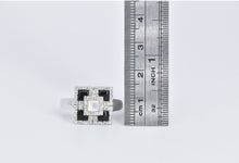 Load image into Gallery viewer, 14K Mother of Pearl Onyx Natural Diamond Geometric Ring White Gold