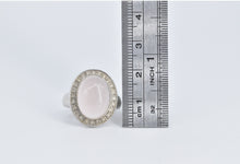 Load image into Gallery viewer, 14K Oval Rose Quartz Natural Diamond Halo Cocktail Ring White Gold