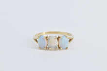 Load image into Gallery viewer, 14K Oval Natural Opal Three Stone Vintage Ring Yellow Gold