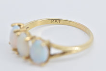 Load image into Gallery viewer, 14K Oval Natural Opal Three Stone Vintage Ring Yellow Gold