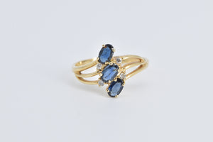 14K Natural Opal Diamond Accent Curvy Statement Ring Yellow Gold