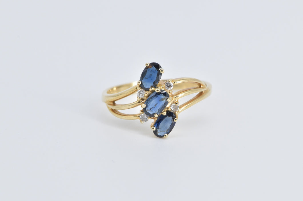14K Natural Opal Diamond Accent Curvy Statement Ring Yellow Gold