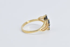 14K Natural Opal Diamond Accent Curvy Statement Ring Yellow Gold