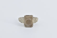 Load image into Gallery viewer, 14K Square Cut Fossil Art Deco Unique Statement Ring White Gold