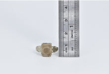 Load image into Gallery viewer, 14K Square Cut Fossil Art Deco Unique Statement Ring White Gold
