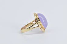 Load image into Gallery viewer, 14K Oval Lilac Jadeite Greek Wave Design Cocktail Ring Yellow Gold