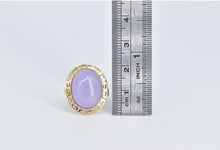 Load image into Gallery viewer, 14K Oval Lilac Jadeite Greek Wave Design Cocktail Ring Yellow Gold