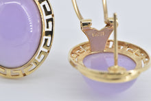 Load image into Gallery viewer, 14K Oval Lilac Jadeite Greek Wave French Clip Earrings Yellow Gold