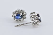 Load image into Gallery viewer, 14K Marquise Sapphire Diamond Halo Stud Earrings White Gold