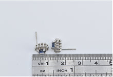 Load image into Gallery viewer, 14K Marquise Sapphire Diamond Halo Stud Earrings White Gold