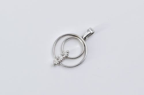 14K Tiered Diamond Circle Journey Symbol Pendant White Gold