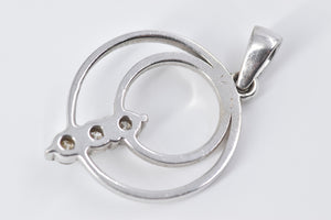 14K Tiered Diamond Circle Journey Symbol Pendant White Gold