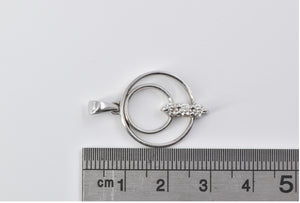14K Tiered Diamond Circle Journey Symbol Pendant White Gold