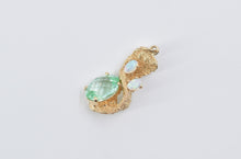 Load image into Gallery viewer, 14K Apatite Opal Vintage Freeform Textured Pendant Yellow Gold