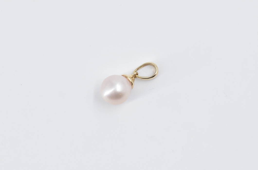 14K Pearl Vintage Classic Simple Fashion Pendant Yellow Gold