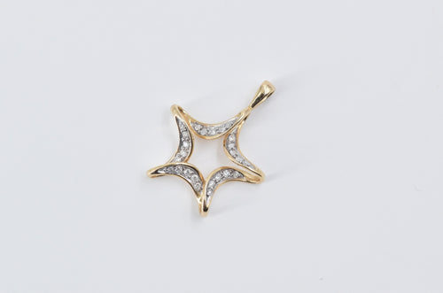 14K Diamond Loop Twist Star Fashion Pendant Yellow Gold