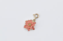 Load image into Gallery viewer, 14K Enamel Poinsettia Flower Christmas Winter Charm/Pendant Yellow Gold