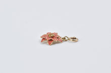 Load image into Gallery viewer, 14K Enamel Poinsettia Flower Christmas Winter Charm/Pendant Yellow Gold