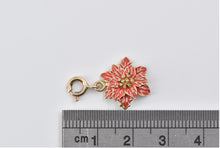 Load image into Gallery viewer, 14K Enamel Poinsettia Flower Christmas Winter Charm/Pendant Yellow Gold