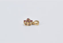Load image into Gallery viewer, 14K Ruby Diamond Flower Cluster Vintage Pendant Yellow Gold