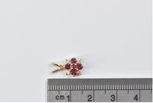 Load image into Gallery viewer, 14K Ruby Diamond Flower Cluster Vintage Pendant Yellow Gold
