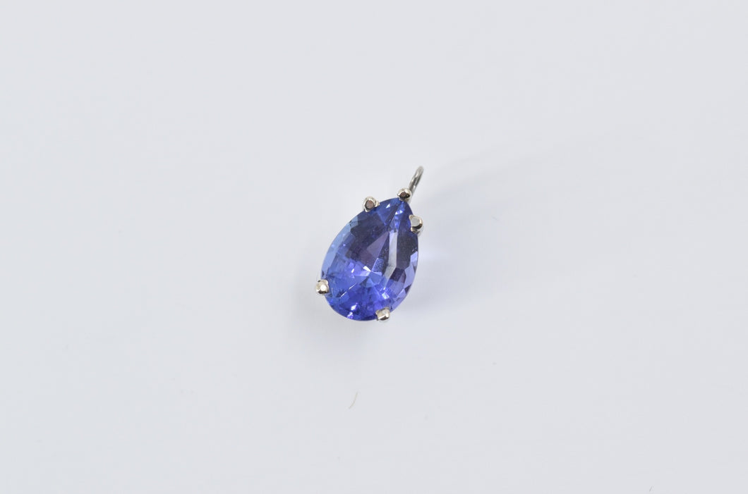 14K Pear Tanzanite Solitaire Classic Simple Charm/Pendant White Gold