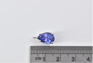 14K Pear Tanzanite Solitaire Classic Simple Charm/Pendant White Gold