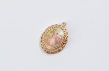 Load image into Gallery viewer, 14K Ornate Victorian Scene Ceramic Photo Locket Charm/Pendant Yellow Gold