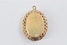 Load image into Gallery viewer, 14K Ornate Victorian Scene Ceramic Photo Locket Charm/Pendant Yellow Gold