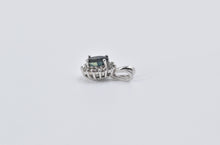 Load image into Gallery viewer, 14K Oval Natural Sapphire Diamond Halo Classic Pendant White Gold