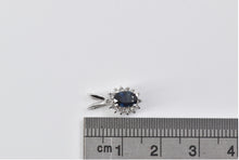 Load image into Gallery viewer, 14K Oval Natural Sapphire Diamond Halo Classic Pendant White Gold