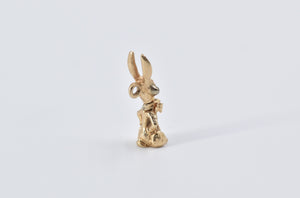 14K 3D Articulated Rabbit with Bow Tie Charm/Pendant Yellow Gold