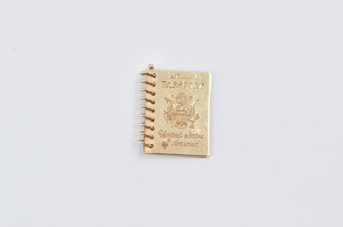 14K Articulated Passport Engravable Travel Charm/Pendant Yellow Gold
