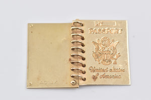 14K Articulated Passport Engravable Travel Charm/Pendant Yellow Gold