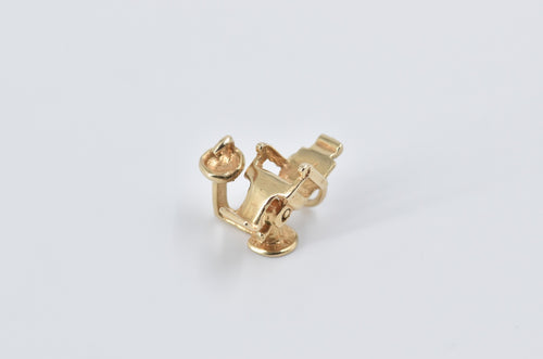 14K 3D Articulated Barber Hair Stylist Chair Charm/Pendant Yellow Gold