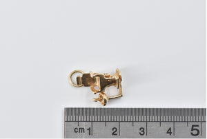 14K 3D Articulated Barber Hair Stylist Chair Charm/Pendant Yellow Gold