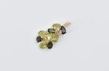 Load image into Gallery viewer, 14K Green Tourmaline Peridot Diamond Cluster Pendant Yellow Gold